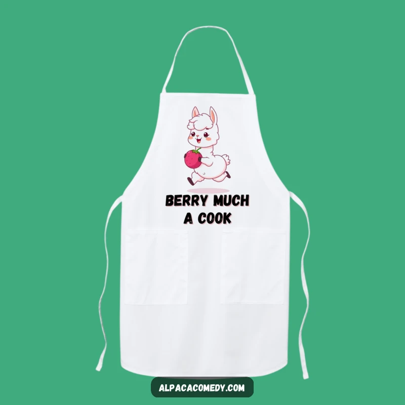 Funny Alpaca Berry Apron: Kitchen Wear with Humorous Alpaca Design