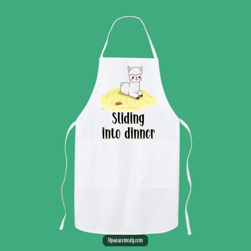 Funny Kawaii Alpaca Hill Slide Apron - Kitchen Fun for All
