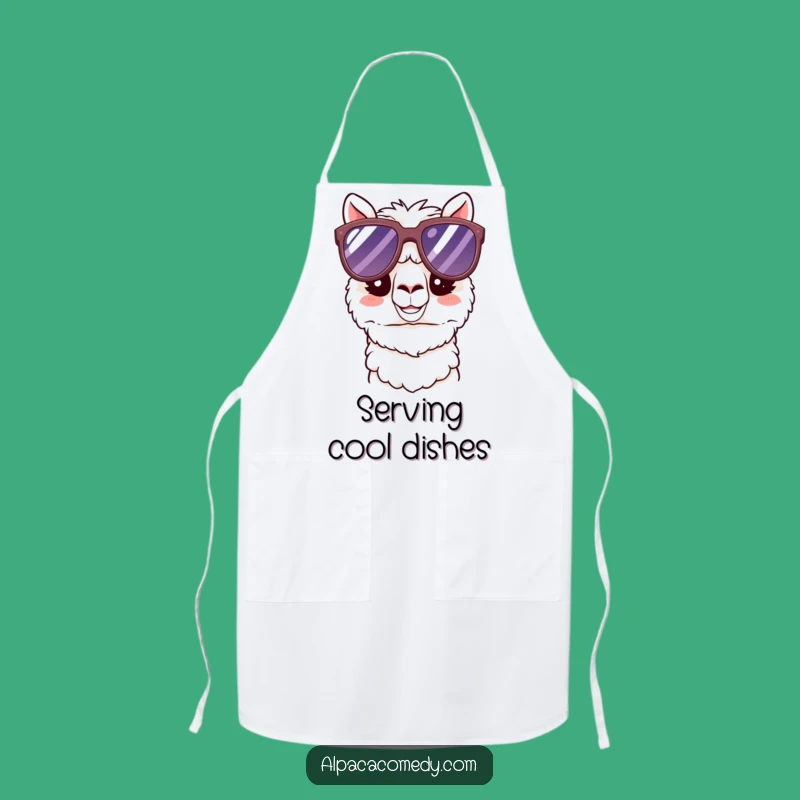 Funny Kawaii Alpaca Sunglasses Apron - Cool Chef, Happy Kitchen Humor Gift