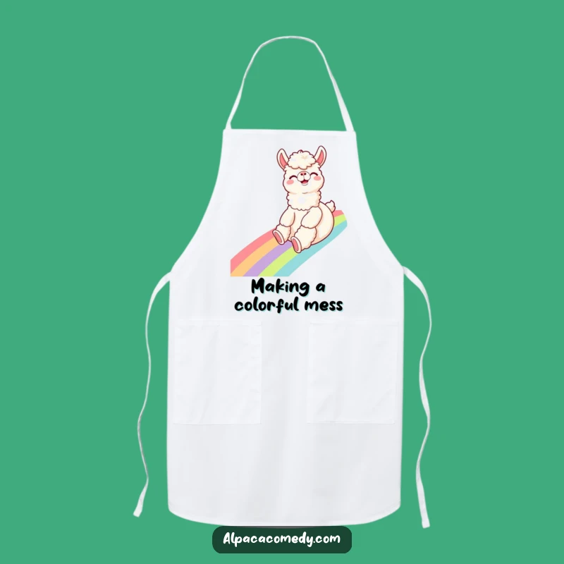 Funny Alpaca Rainbow Slide Apron: Cook with Giggles and Joy