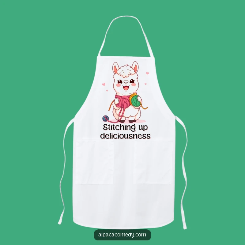 Protect your clothes and share a smile in the kitchen with this charming funny kawaii alpaca apron.