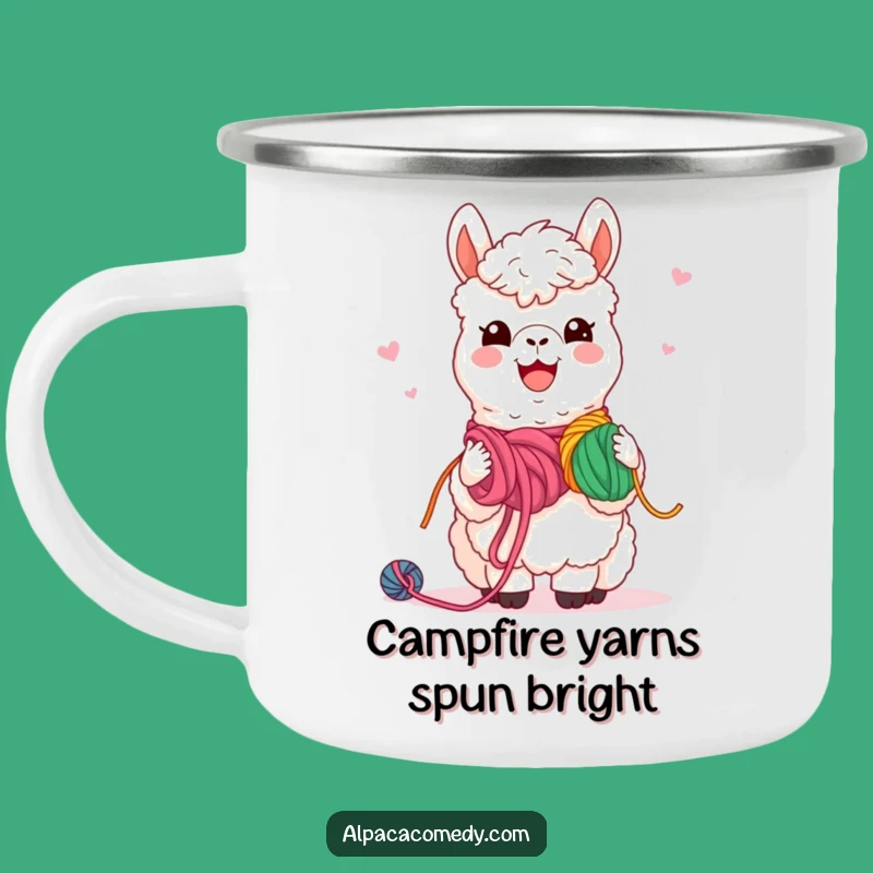 Share stories and warmth around the campfire with this durable, funny kawaii alpaca camping mug.