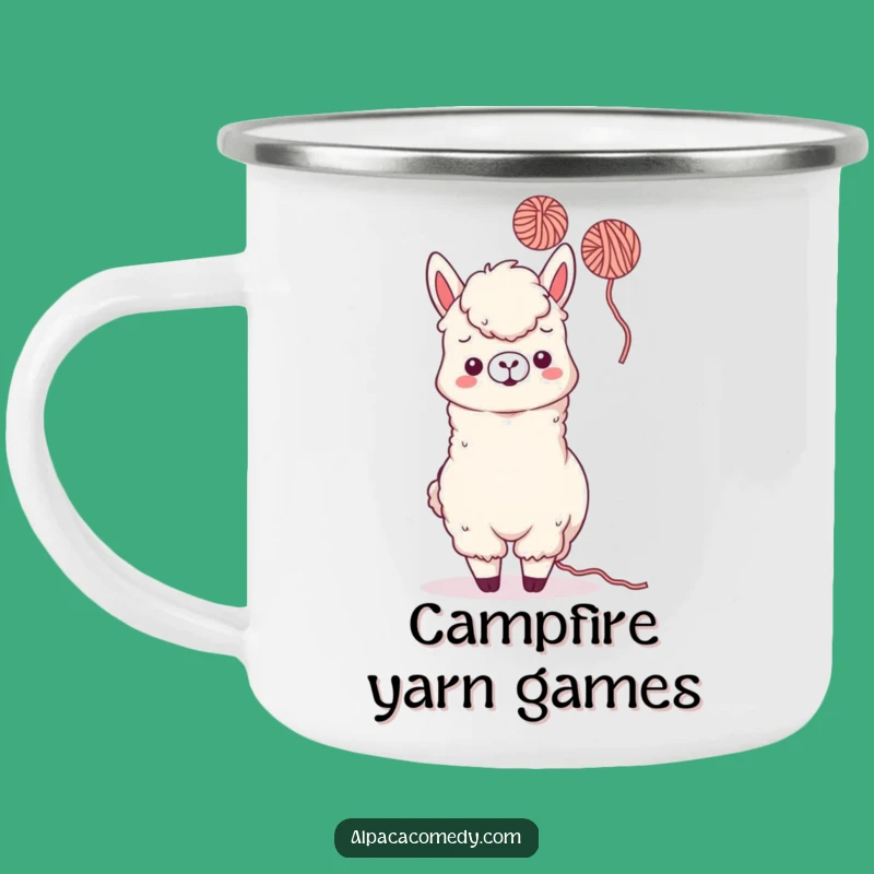 Funny Kawaii Alpaca Yarn Toss Camping Mug - Playful Outdoors, Humorous Gift