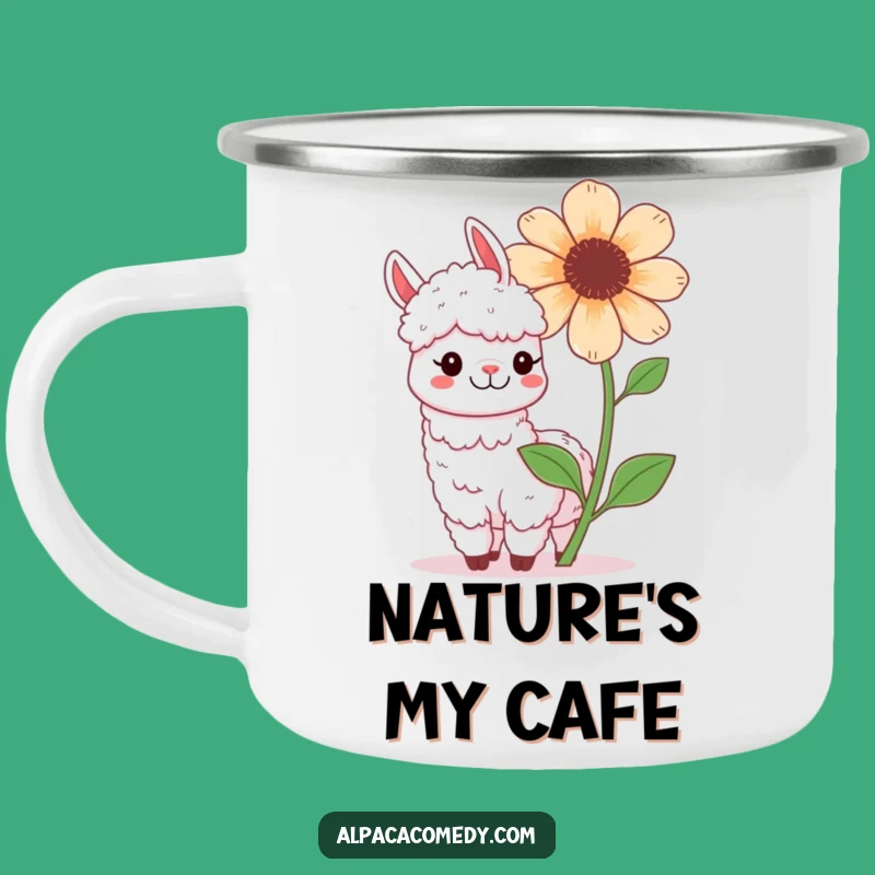 Funny Kawaii Alpaca Flower Camping Mug - Happy Trails!