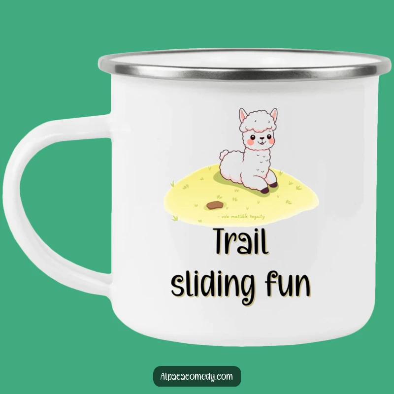 Funny Kawaii Alpaca Hill Slide Camping Mug - Adventure & Humor