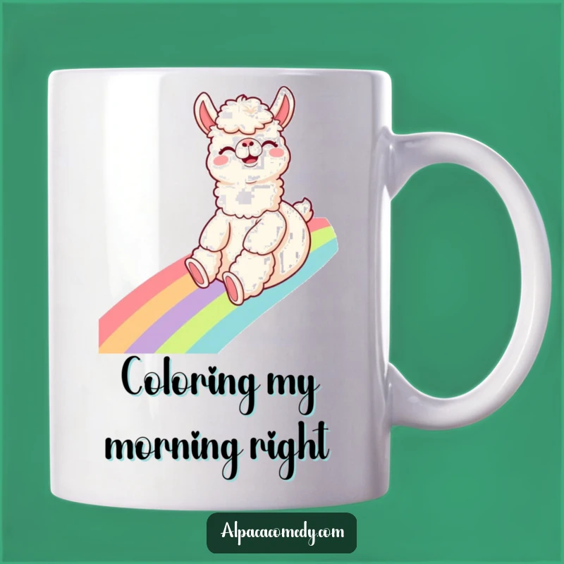 Funny Alpaca Rainbow Slide Mug: Giggles Guaranteed for a Joyful Gift