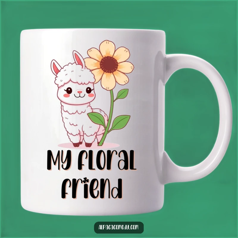 Funny Kawaii Alpaca Flower Grin Mug - A Cheerful Gift!