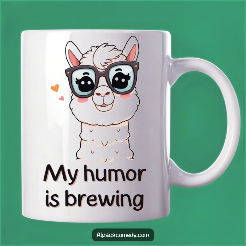 Funny Alpaca Joke Mug: Comedic Glasses and Wink for a Hilarious Gift