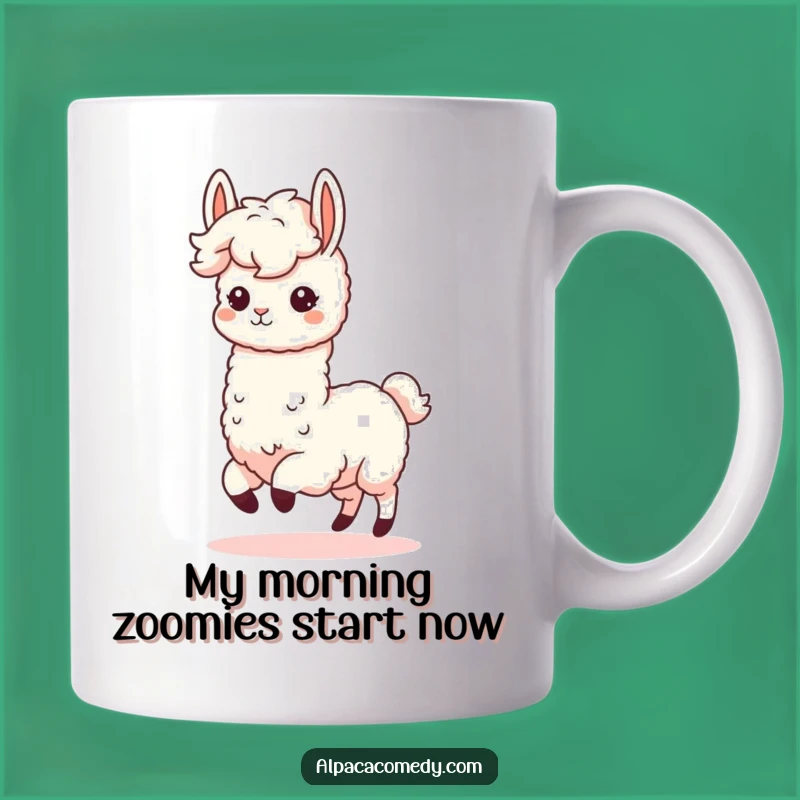 Funny Kawaii Alpaca Prancing Mug - Adorable Fluffy Mane, Perfect Humorous Gift Idea