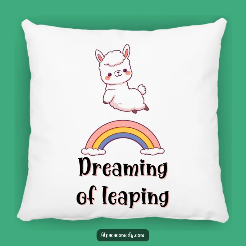 Funny Kawaii Alpaca Rainbow Jump Pillow - Cozy Joyful Comfort, Cute Humorous Accent