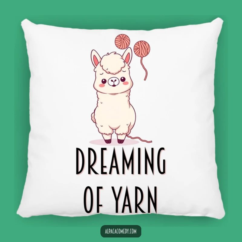 Funny Kawaii Alpaca Yarn Toss Pillow - Cozy Playful Comfort, Cute Humorous Accent