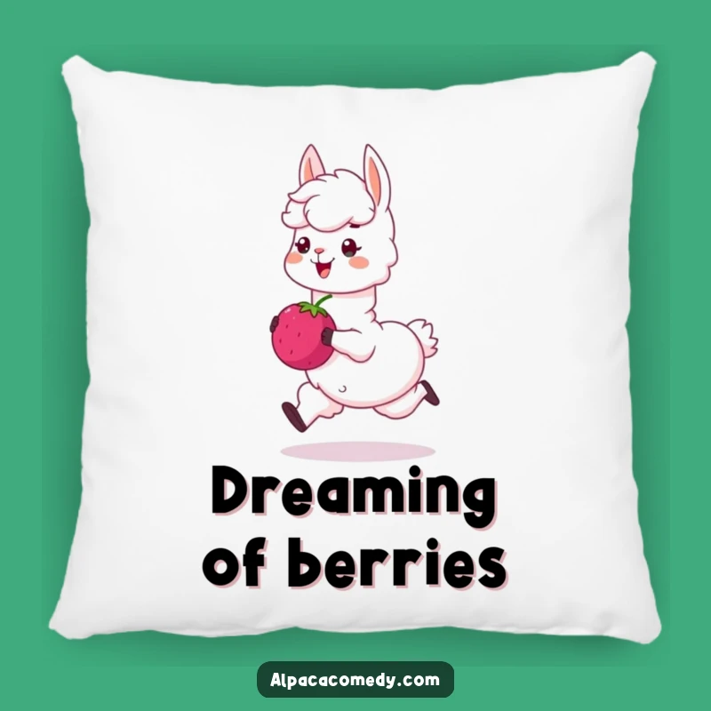 Funny Alpaca Berry Pillow: Comfy Cushion with Humorous Alpaca Art