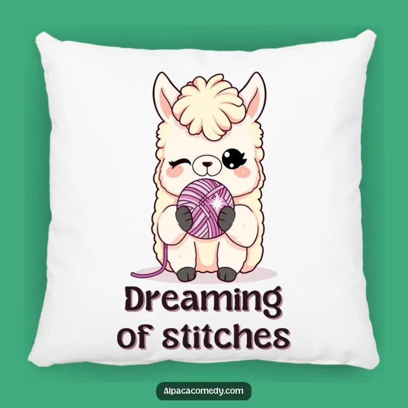 Funny Alpaca Yarn Wink Pillow: Comfy Cushion with Playful Alpaca Design