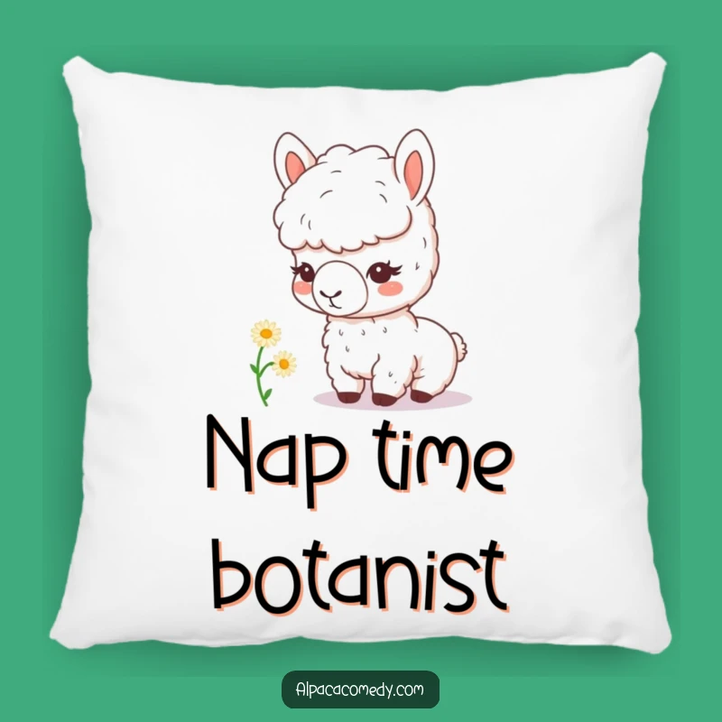 Funny Kawaii Alpaca Daisy Pillow - Soft & Humorous Accent Pillow