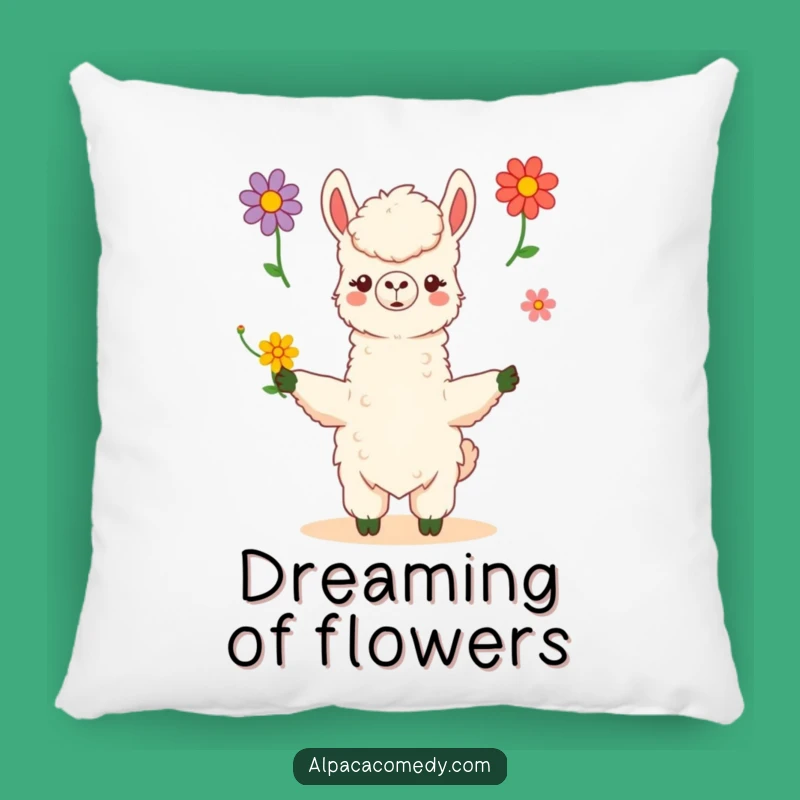 Funny Kawaii Alpaca Flower Juggling Pillow - Soft & Artistic Comfort
