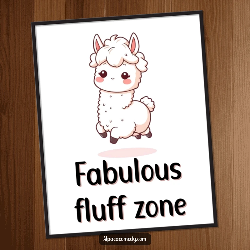 Funny Kawaii Alpaca Digital Art Print of a fluffy-maned alpaca joyfully prancing, perfect for instant, humorous wall decor.