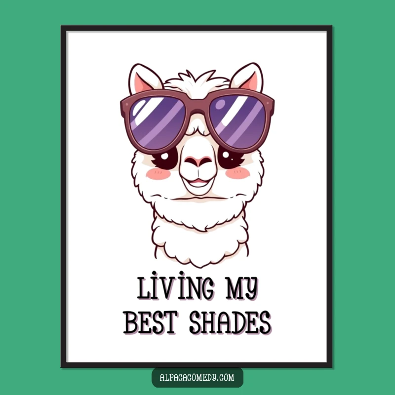 Funny Kawaii Alpaca Sunglasses Digital Art - Cool Happy Vibe, Humorous Download