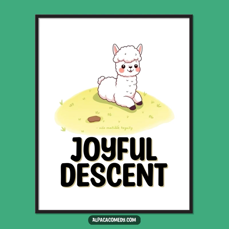 Funny Kawaii Alpaca Hill Slide Digital Art - Instant Joyful Decor