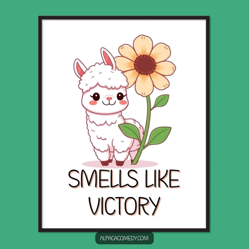 Funny Kawaii Alpaca Flower Digital Art - Instant Joy!