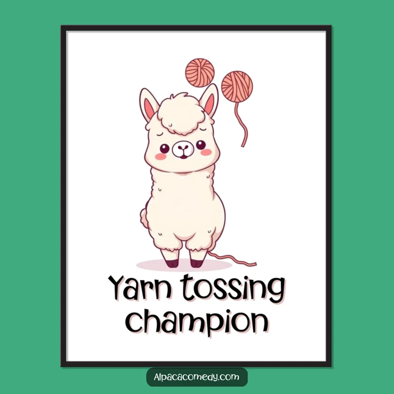 Funny Kawaii Alpaca Yarn Toss Digital Art - Playful Toss, Humorous Download