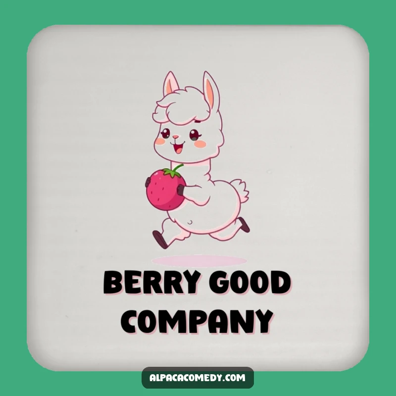 Funny Alpaca Berry Coaster Set: Protect Surfaces with Humorous Alpaca Charm