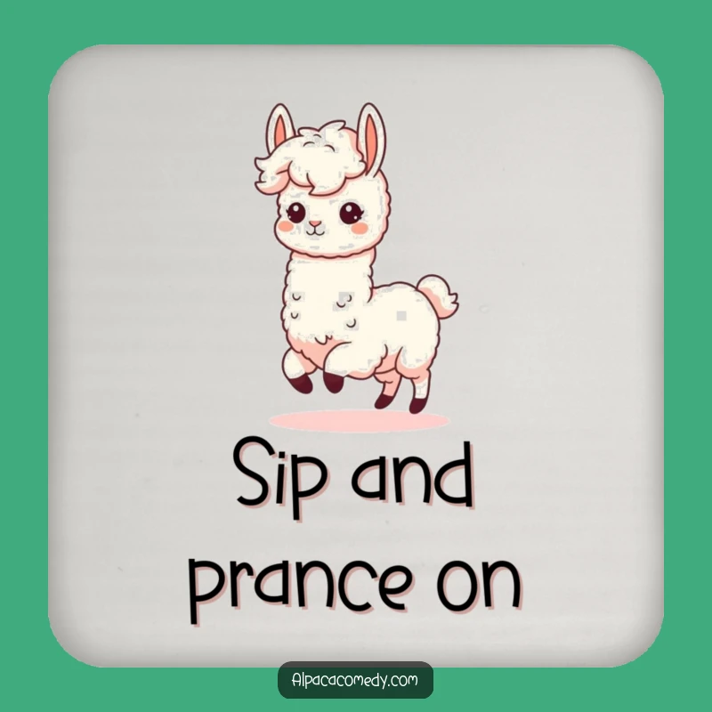 Funny Kawaii Alpaca Coaster - Fluffy Mane Prance, Cute Humorous Drink Protection