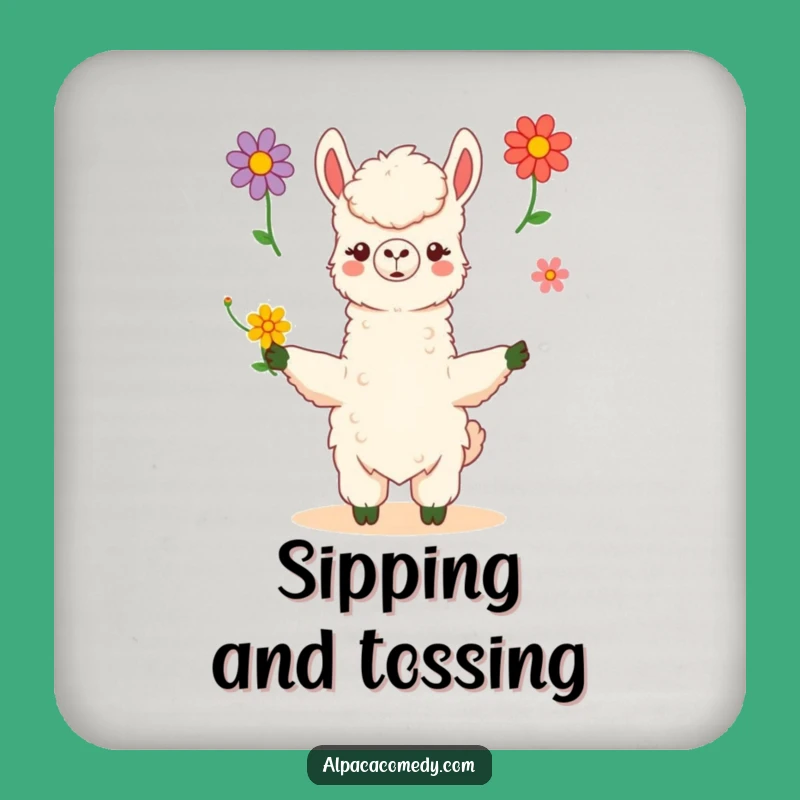 Funny Kawaii Alpaca Flower Juggling Coaster - Artistic Protection