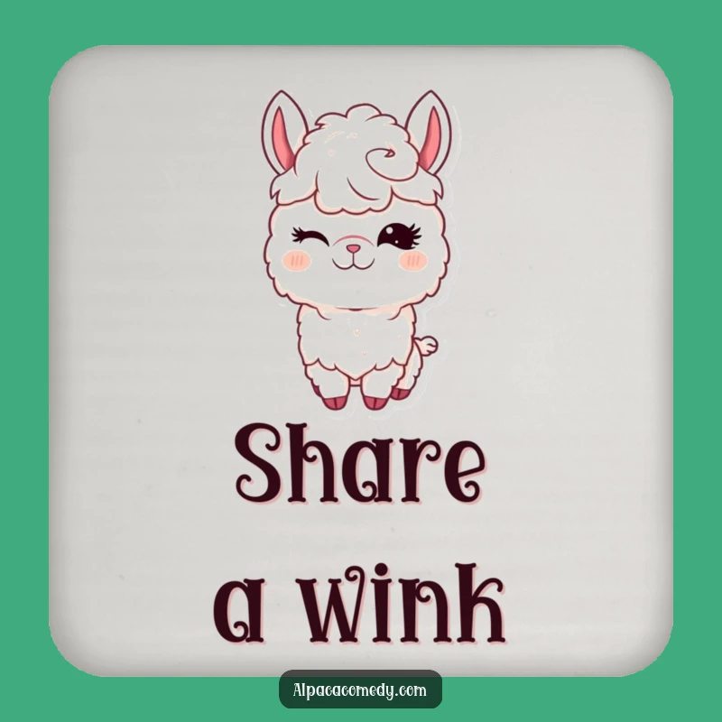 Protect your surfaces with a playful wink thanks to this funny kawaii alpaca drink coaster! The winking alpaca with long eyelashes adds a dash of charm.