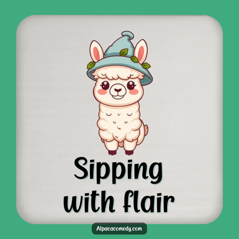 Funny Kawaii Alpaca Hat Coaster - Stylish Surface Protection