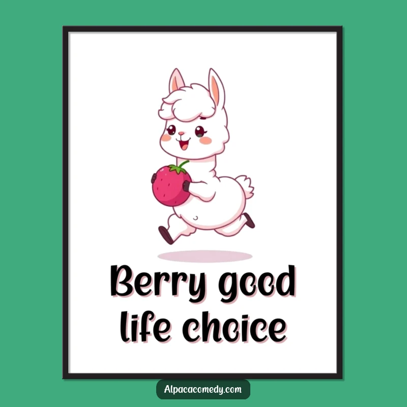 Funny Alpaca Berry Poster: Vibrant Wall Art for a Cheerful, Humorous Home