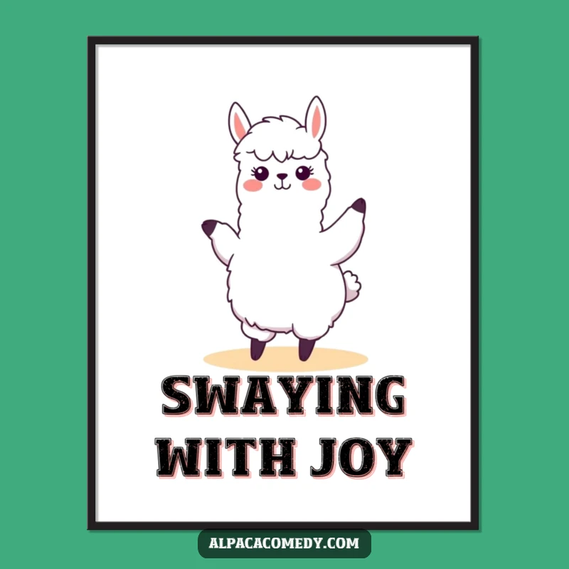 Funny Kawaii Alpaca Dance Poster - Joyful & Humorous Wall Art