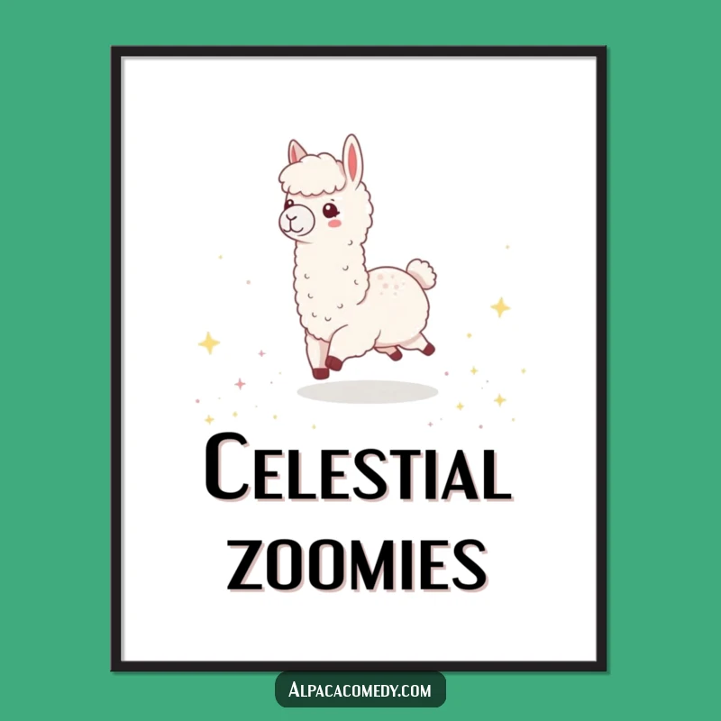 Funny Kawaii Alpaca Star Poster - Reach for the Stars!