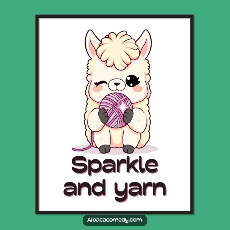 Funny Alpaca Yarn Wink Poster: Whimsical Wall Art for Cozy, Humorous Spaces
