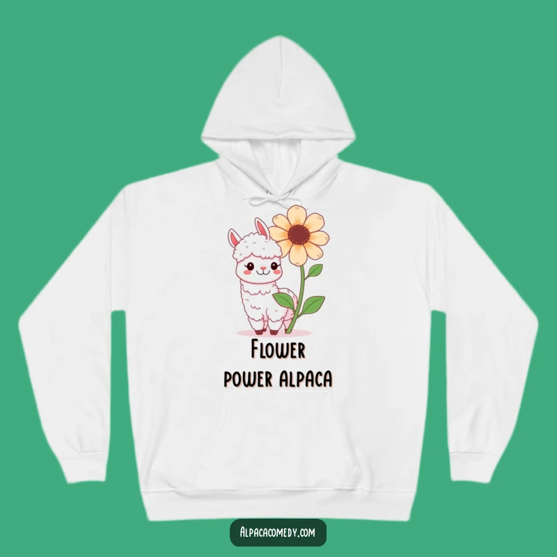Cozy Funny Kawaii Alpaca Flower Hoodie - Positively Cheerful!
