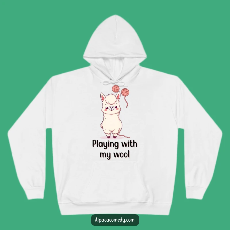 Funny Kawaii Alpaca Yarn Toss Hoodie - Cozy Playful Comfort, Humorous Gift
