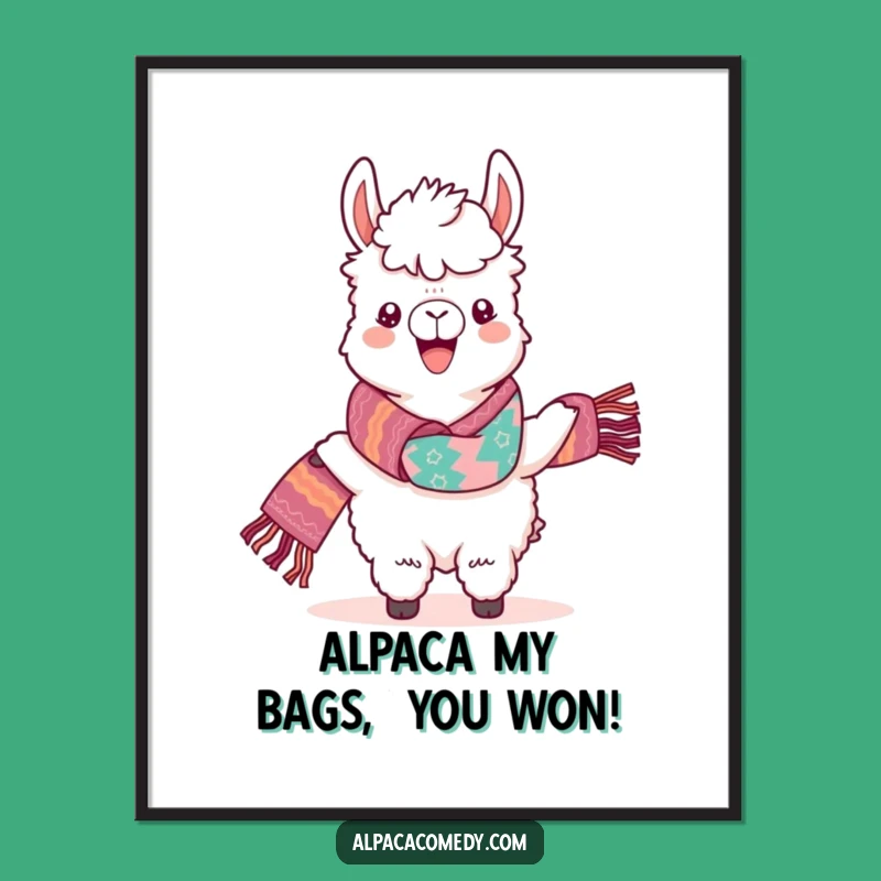 Free Printable Kawaii Alpaca Scarf Wall Art: Funny Downloadable Decor for Any Room