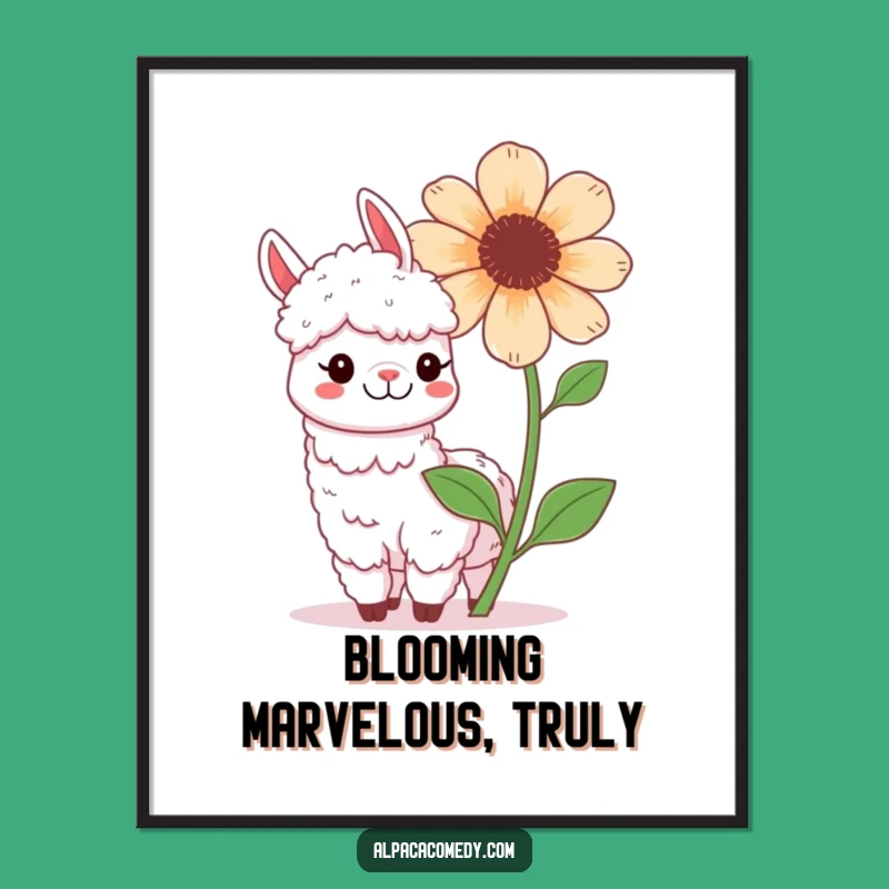 Free Printable Kawaii Alpaca Flower Wall Art: Funny Downloadable Decor for a Cheerful Room