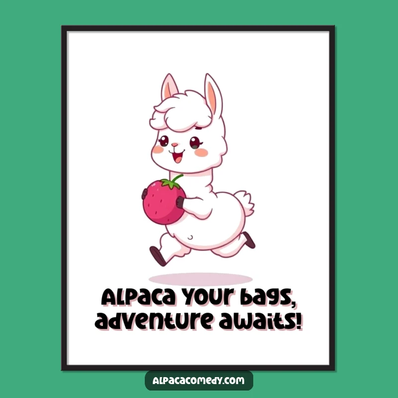 Free Printable Alpaca Wall Art: Funny Skipping Berry Design for Joyful, Downloadable Decor