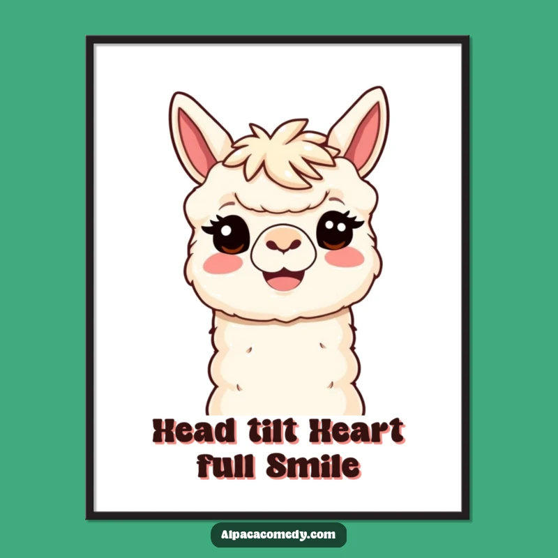 Free Printable Happy Alpaca Wall Art: Smiling Kawaii Paca for Welcoming Decor