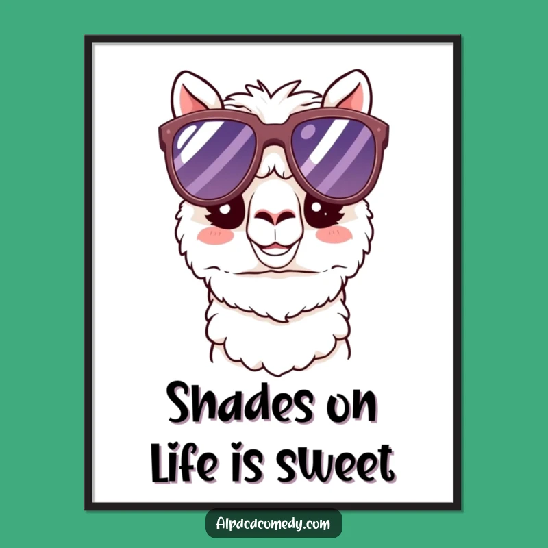 Free Printable Cool Alpaca Wall Art: Sunglasses Kawaii Paca for Stylish Home Decor