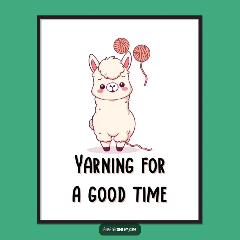 Free Printable Fun Alpaca Wall Art: Yarn Tossing Kawaii Paca for Playful Decor