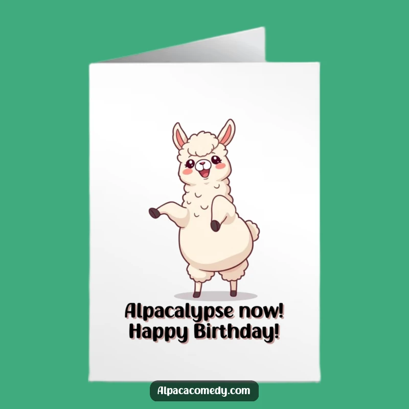 Free Printable Birthday Card: Joyful Alpaca Cartwheel Funny Downloadable Greeting
