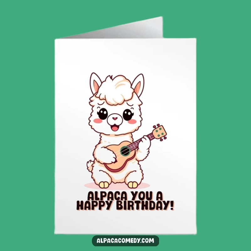 Free Printable Birthday Card: Cheerful Alpaca Musician, Funny Downloadable Gift
