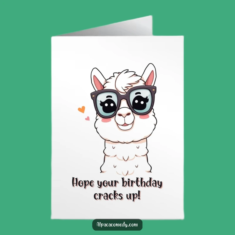 Free Printable Birthday Card: Comedian Alpaca Joke Funny Downloadable Greeting