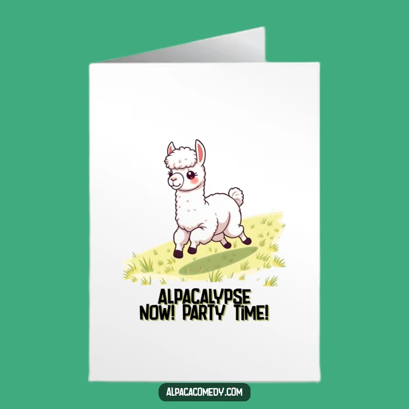 Free Printable Funny Alpaca Galloping Birthday Card - Hilarious Downloadable Gift