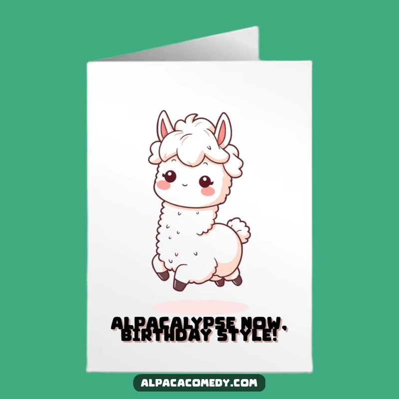 Free Printable Kawaii Alpaca Birthday Card: Funny Prancing Alpaca Downloadable Gift