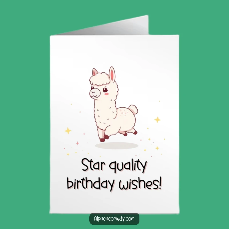 Free Printable Kawaii Alpaca Star Card: Funny Birthday Downloadable Greeting for Dreamers