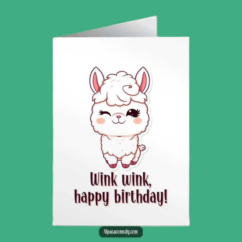 Free Printable Winking Alpaca Birthday Card: Funny Cheeky Alpaca Downloadable Gift