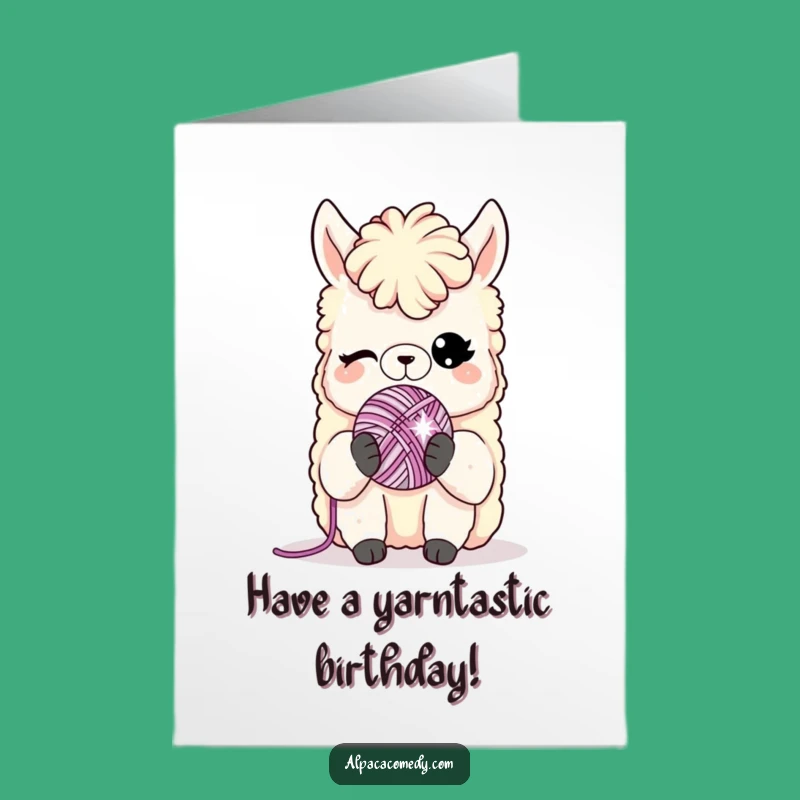 Free Printable Alpaca Birthday Card: Witty Yarn Ball Design for a Fun, Downloadable Gift