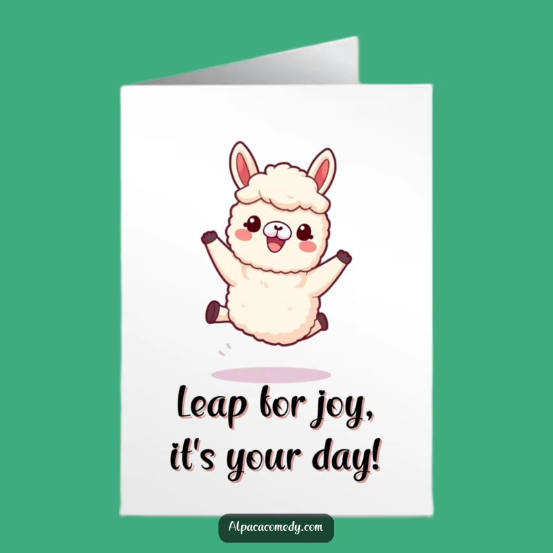 Free Printable Joyful Alpaca Birthday Card: Funny Leaping Alpaca Downloadable Gift
